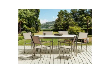Matsalsset Beliani Cosoleto/Grosseto Grå/Silver, 6-Sits White||Beige||Silver - Hagemøbler - Hagegruppe - Spisegrupper hage