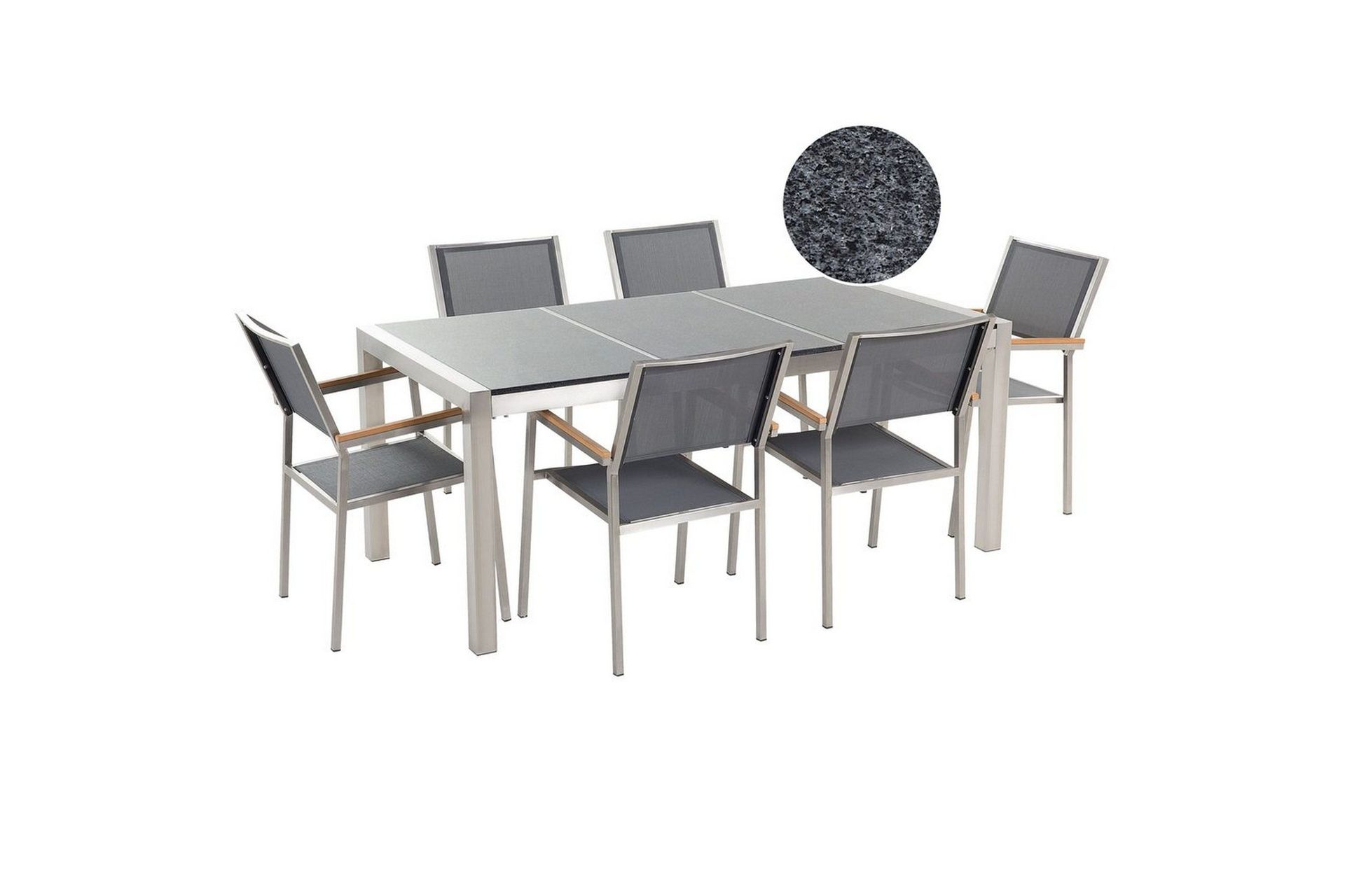 Matsalsset Beliani Grosseto Grafitgrå/Svart/Silver, 6-Sits Grey\|\|Silver -