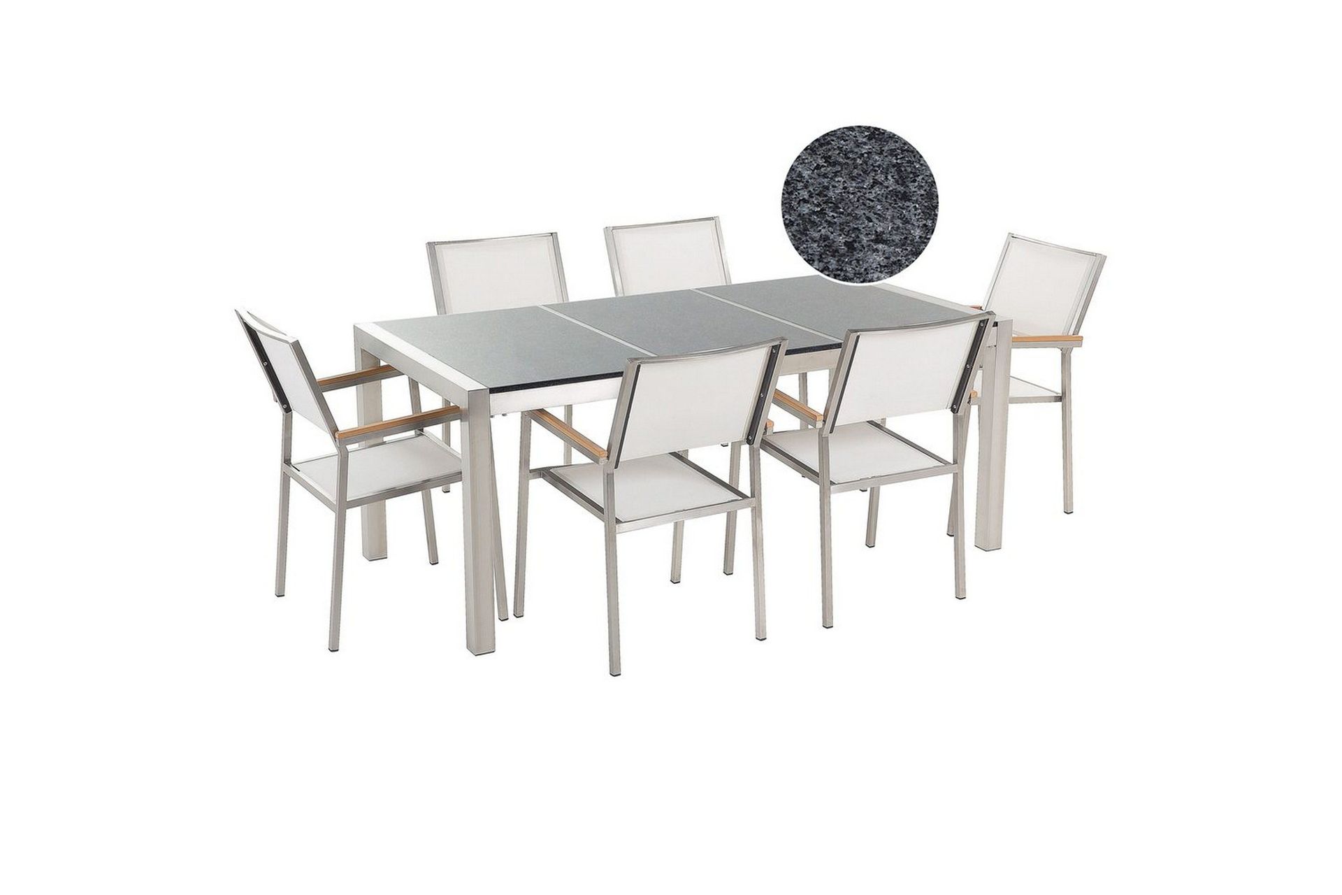 Matsalsset Beliani Grosseto Grafitgrå/Svart/Silver, 6-Sits Grey\|\|White\|\|Silver -