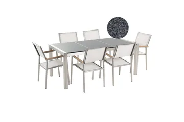 Matsalsset Beliani Grosseto Grafitgrå/Svart/Silver, 6-Sits Grey||White||Silver