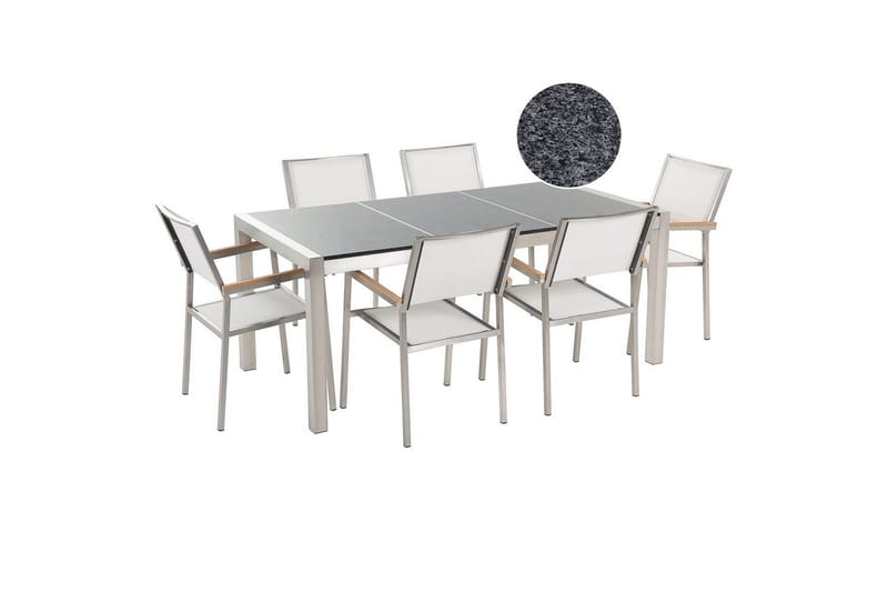 Matsalsset Beliani Grosseto Grafitgrå/Svart/Silver, 6-Sits Grey||White||Silver, undefined