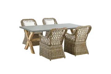 Matsalsset Beliani Maros/Olbia 4-Sits Natural - Hagemøbler - Hagegruppe - Spisegrupper hage