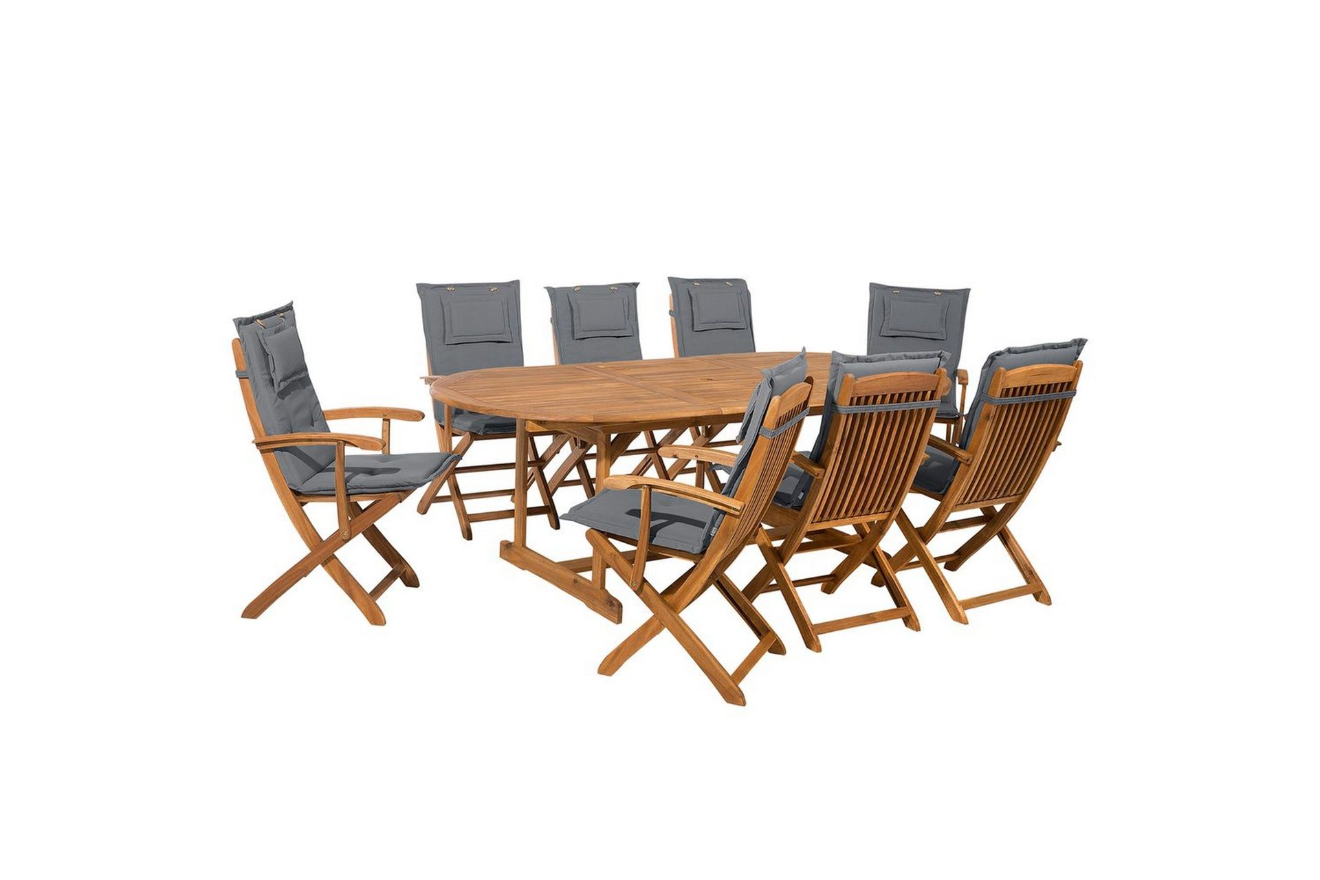 Matsalsset Beliani Maui 8-sits Grå/ljust trä Grey\|\|Light wood -