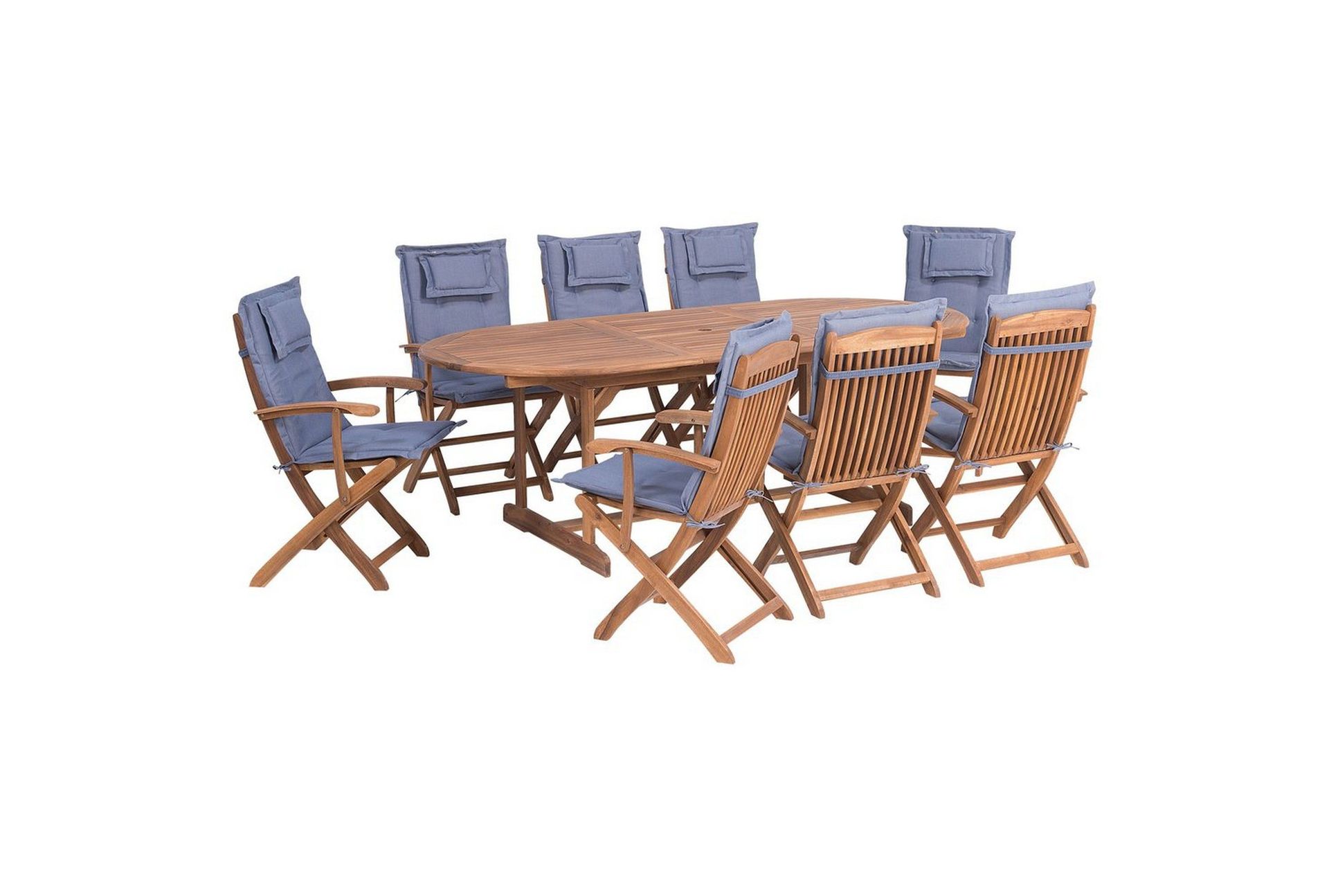 Matsalsset Beliani Maui 8-sits Grå/ljust trä Light wood\|\|blue -