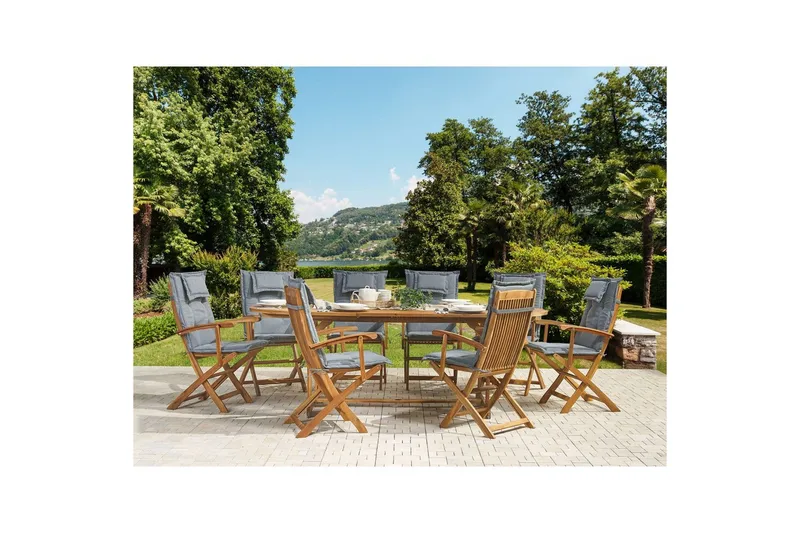 Matsalsset Beliani Maui 8-sits Grå/ljust trä Light wood||Grey - Hagemøbler - Hagegruppe - Spisegrupper hage