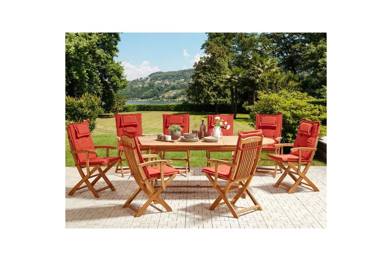 Matsalsset Beliani Maui II Flerfärgad/beige/blå/ljus trä, 8-Sits Light wood||Red, undefined