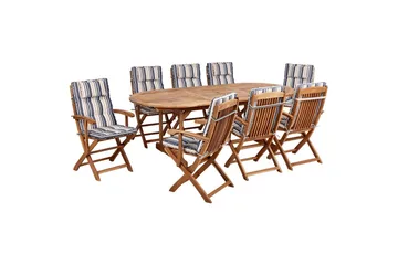 Matsalsset Beliani Maui II Flerfärgad/beige/blå/ljus trä, 8-Sits Multicolor||Beige||blue||Light wood