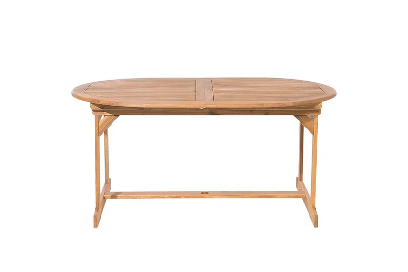 Matsalsset Beliani Maui med parasoll 8-sits Ljus trä/beige Light wood||Beige - Hagemøbler - Hagegruppe - Spisegrupper hage