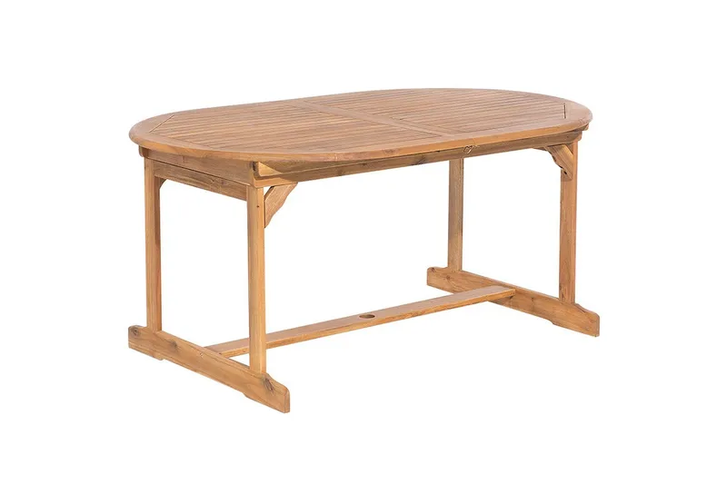 Matsalsset Beliani Maui med parasoll 8-sits Ljus trä/beige Light wood||Beige - Hagemøbler - Hagegruppe - Spisegrupper hage