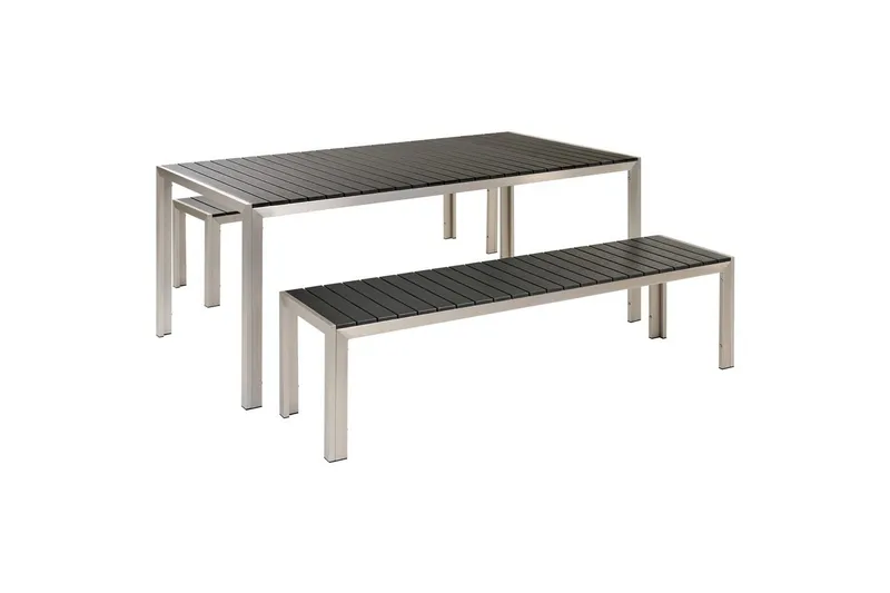 Matsalsset Beliani Nardo Ljus trä/svart Black||Silver, undefined