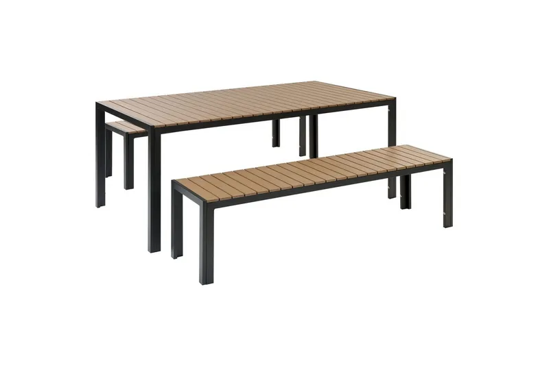 Matsalsset Beliani Nardo Ljus trä/svart Light wood||Black