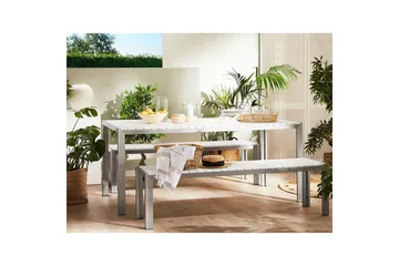 Matsalsset Beliani Nardo Ljus trä/svart White||Silver - Hagemøbler - Hagegruppe - Spisegrupper hage