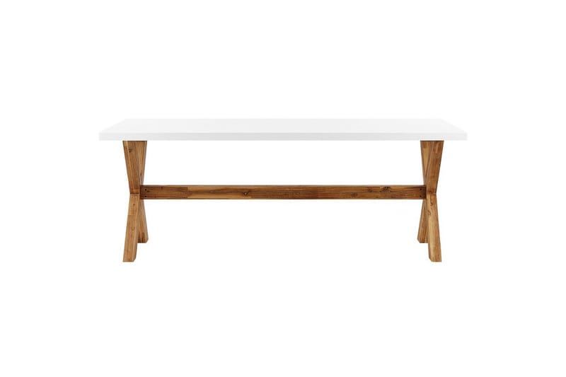Matsalsset Beliani Olbia 6-Sits White||Light wood - Hagemøbler - Hagegruppe - Spisegrupper hage