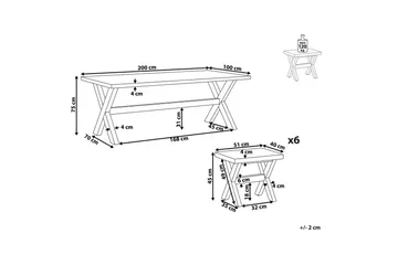 Matsalsset Beliani Olbia 6-Sits White||Light wood - Hagemøbler - Hagegruppe - Spisegrupper hage