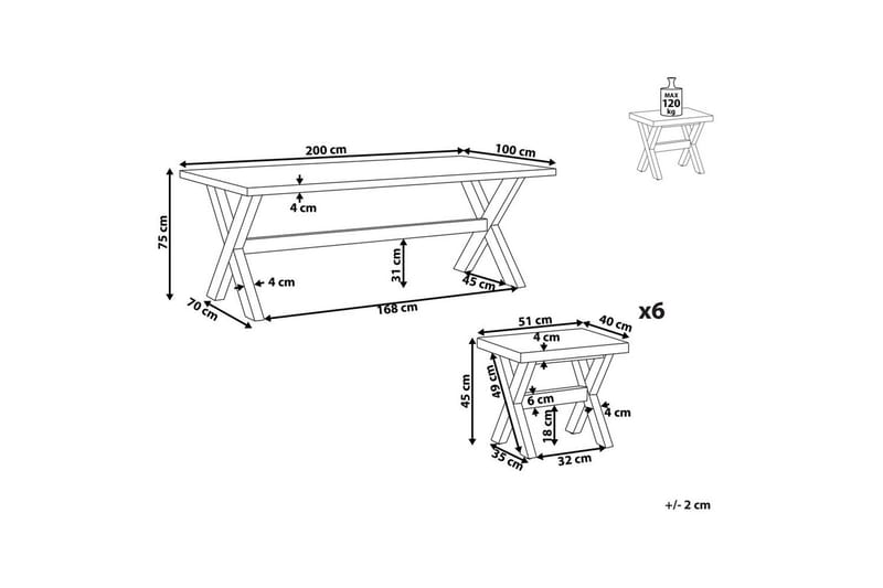 Matsalsset Beliani Olbia 6-Sits White||Light wood - Hagemøbler - Hagegruppe - Spisegrupper hage
