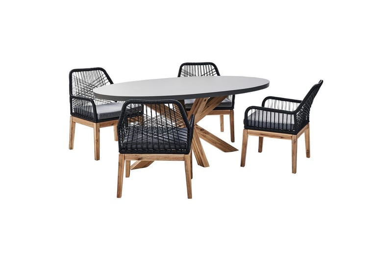 Matsalsset Beliani Oristano Grå/beige/ljus trä, 4-Sits Grey||Black||Light wood, undefined