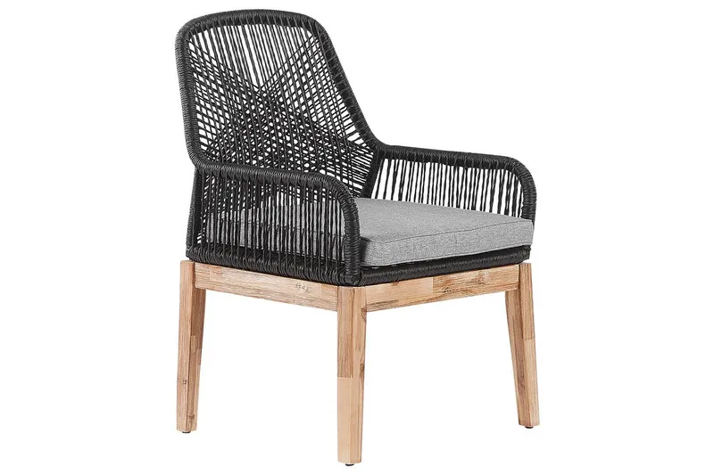 Matsalsset Beliani Oristano Grå/Svart/Ljus träfärg, 6-Sits Grey||Black - Hagemøbler - Hagegruppe - Spisegrupper hage