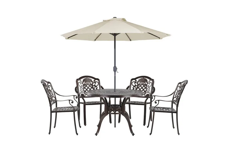 Matsalsset Beliani Salento med parasoll Dark brown, undefined