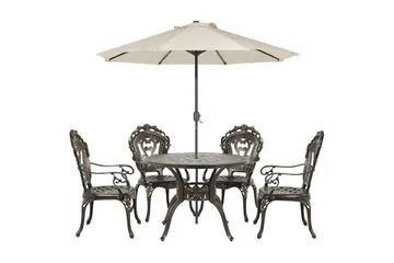Matsalsset Beliani Sapri med parasoll Dark brown - Hagemøbler - Hagegruppe - Spisegrupper hage