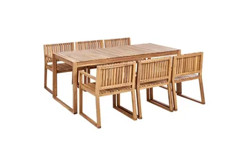 Matsalsset Beliani Sassari II 6-Sits Light wood - Hagemøbler - Hagegruppe - Spisegrupper hage