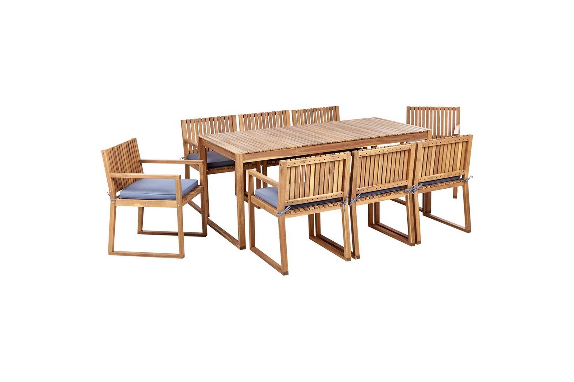 Matsalsset Beliani Sassari II 8-Sits Light wood\|\|blue -