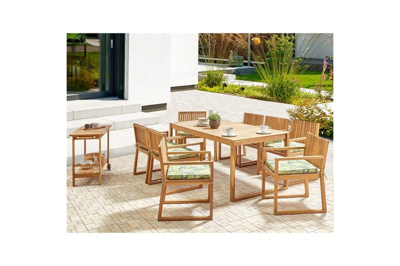 Matsalsset Beliani Sassari II 8-Sits Light wood||Light green - Hagemøbler - Hagegruppe - Spisegrupper hage