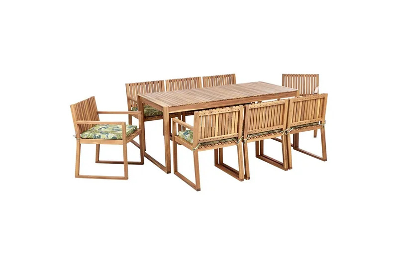 Matsalsset Beliani Sassari II 8-Sits Light wood||Light green, undefined
