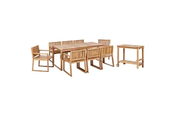 Matsalsset Beliani Sassari II med vagn 8-Sits Light wood - Hagemøbler - Hagegruppe - Spisegrupper hage