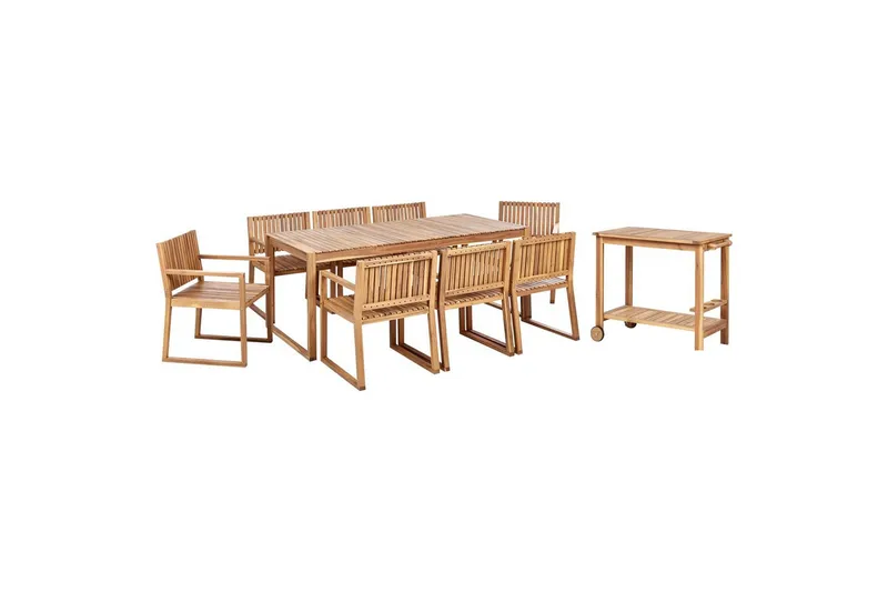Matsalsset Beliani Sassari II med vagn 8-Sits Light wood, undefined