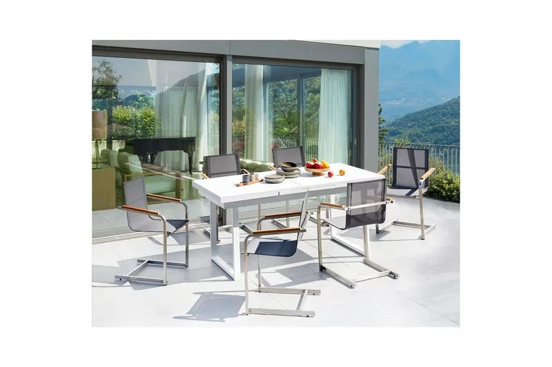 Matsalsset Beliani Valcanetto/Cosoleto Vit/Beige/Silver, 6-Sits White||Grey||Silver - Hagemøbler - Hagegruppe - Spisegrupper hage