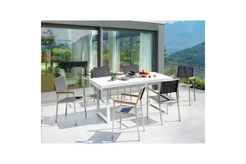 Matsalsset Beliani Valcanetto/Grosseto Vit/Grå/Silver, 6-Sits White||Grey||Silver - Hagemøbler - Hagegruppe - Spisegrupper hage