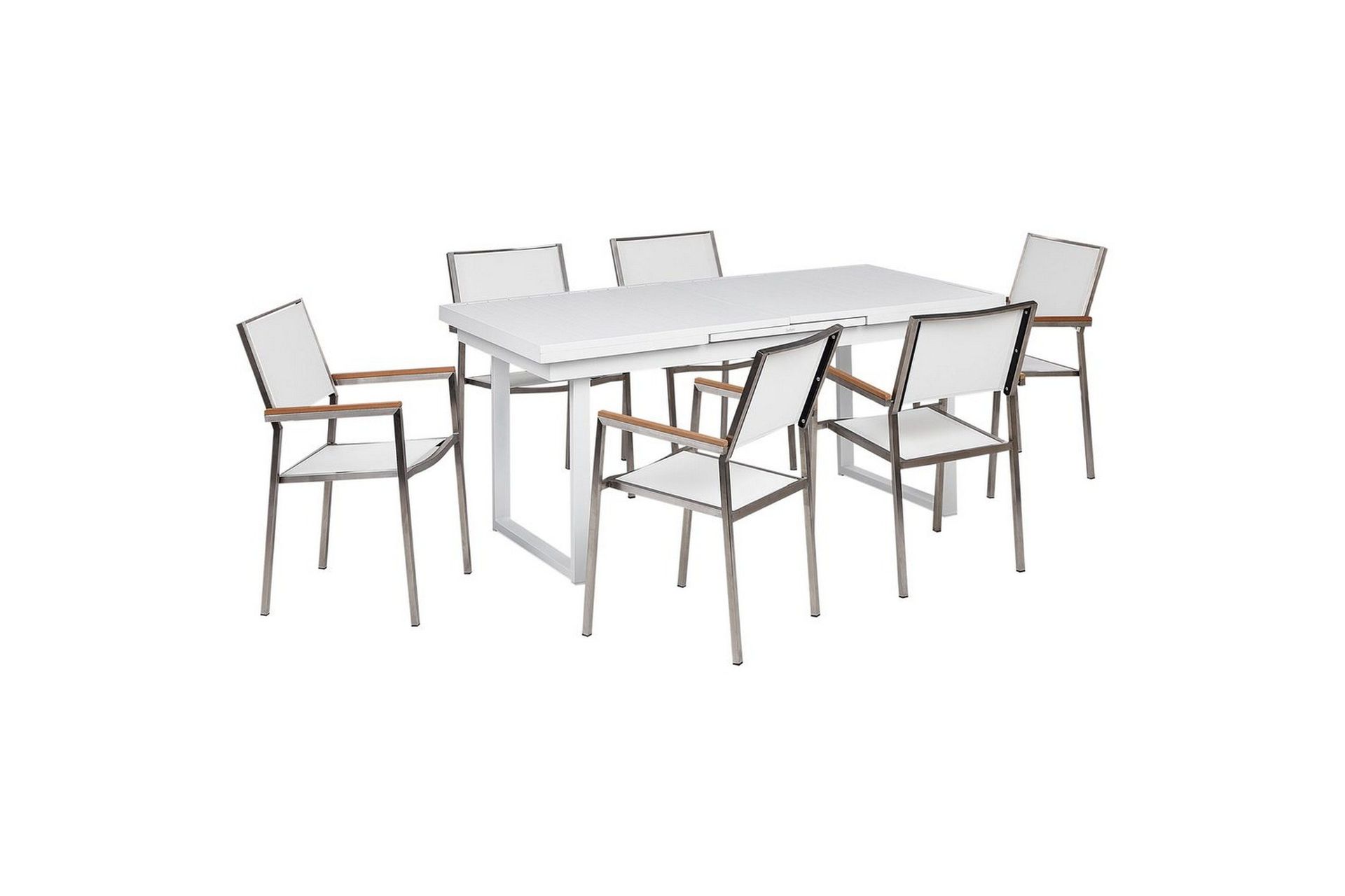 Matsalsset Beliani Valcanetto/Grosseto Vit/Grå/Silver, 6-Sits White\|\|Silver -