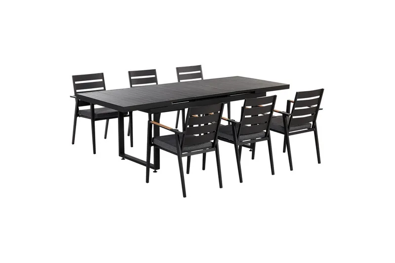 Matsalsset Beliani Valcanetto/Taviano Svart/grått/ljust trä, 6-Sits Black||Grey||Light wood, undefined