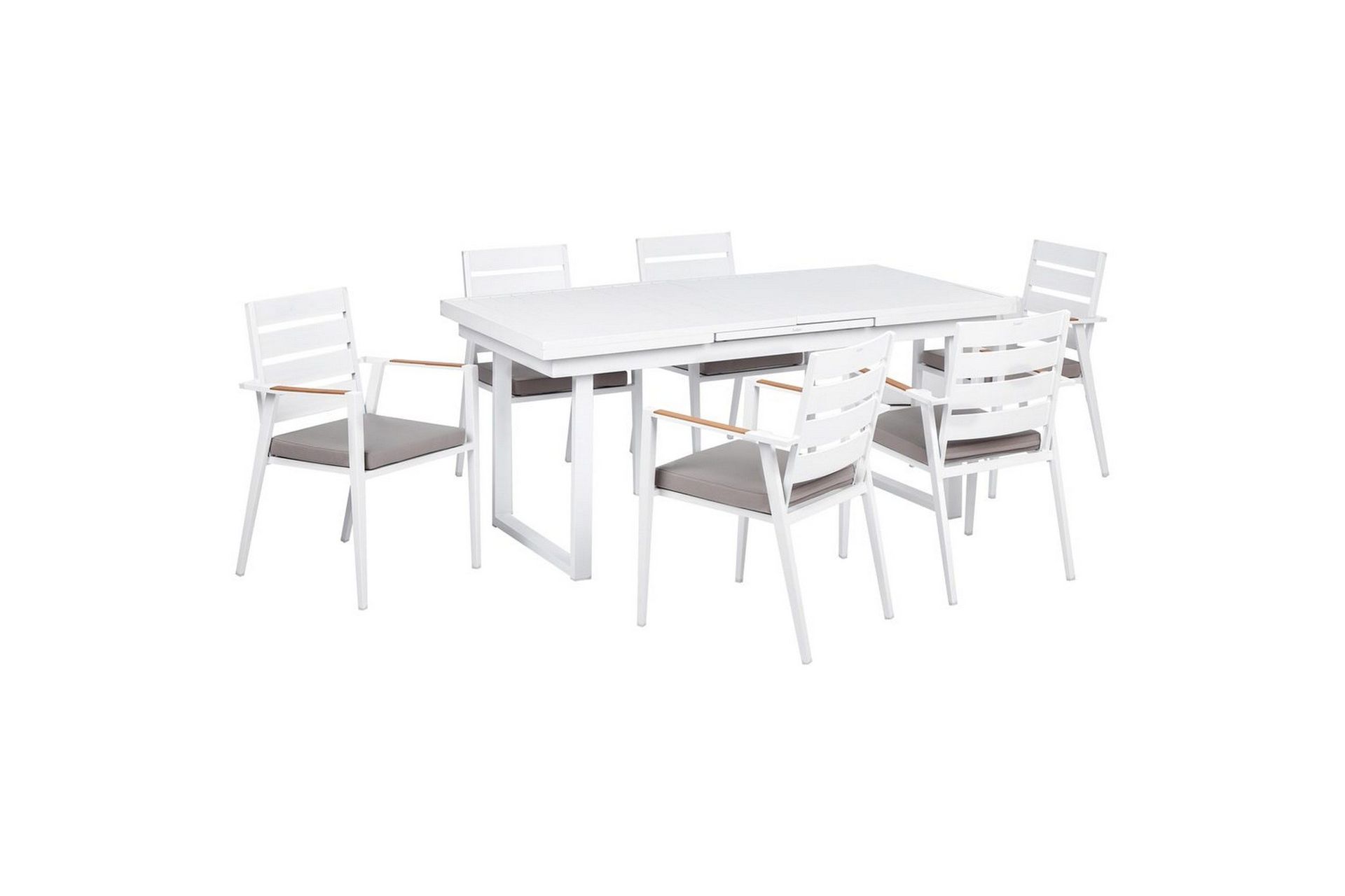Matsalsset Beliani Valcanetto/Taviano Svart/grått/ljust trä, 6-Sits White\|\|Grey\|\|Light wood -