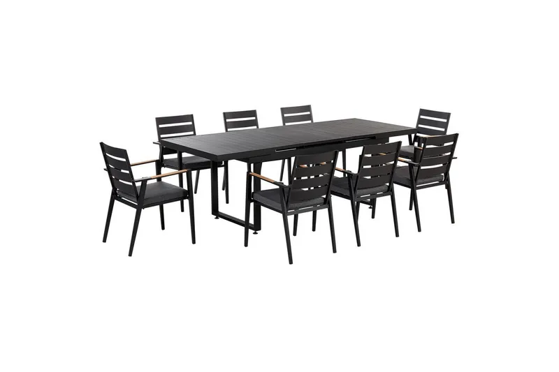 Matsalsset Beliani Valcanetto/Taviano Svart/grått/ljust trä, 8-Sits Black||Grey||Light wood, undefined