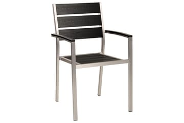 Matsalsset Beliani Vernio Ljus trä/svart Black||Silver - Hagemøbler - Hagegruppe - Spisegrupper hage