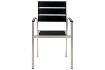 Matsalsset Beliani Vernio Ljus trä/svart Black||Silver - Hagemøbler - Hagegruppe - Spisegrupper hage