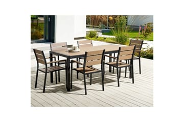 Matsalsset Beliani Vernio Ljus trä/svart Light wood||Black - Hagemøbler - Hagegruppe - Spisegrupper hage