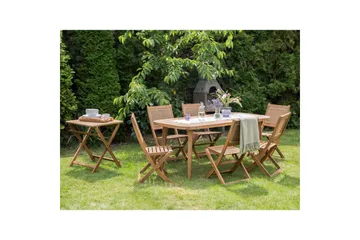 Matsalsset Beliani Paraggi 6-Sits Light wood - Hagemøbler - Hagegruppe - Spisegrupper hage
