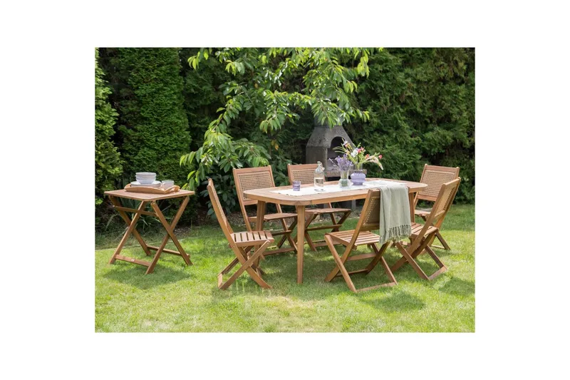 Matsalsset Beliani Paraggi 6-Sits Light wood - Hagemøbler - Hagegruppe - Spisegrupper hage