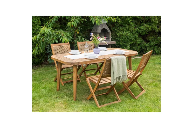 Matsalsset Beliani Paraggi 4-Sits Light wood - Hagemøbler - Hagegruppe - Spisegrupper hage