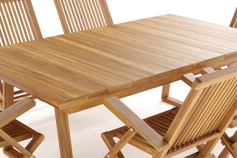 Menorca Stor Spisegruppe Utendørs – Rektangulært spisebord i tre med 6 armstoler - Teak / Natur - Hagemøbler - Hagegruppe - Spisegrupper hage
