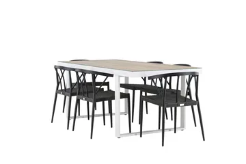 Merlo Spisegruppe + 6 stoler - Hvit - Hagemøbler - Hagegruppe - Spisegrupper hage