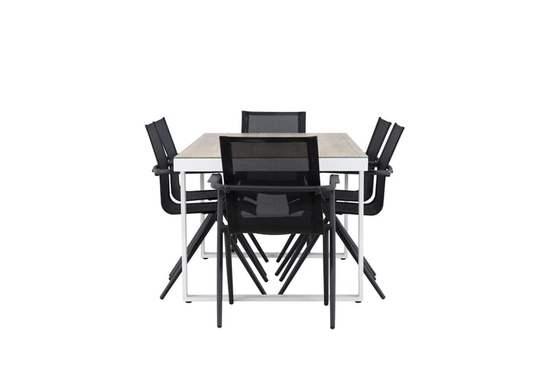 Merlo Spisegruppe cm Rektangulær med 6 Alina Stoler - Hvit - Hagemøbler - Hagegruppe - Spisegrupper hage
