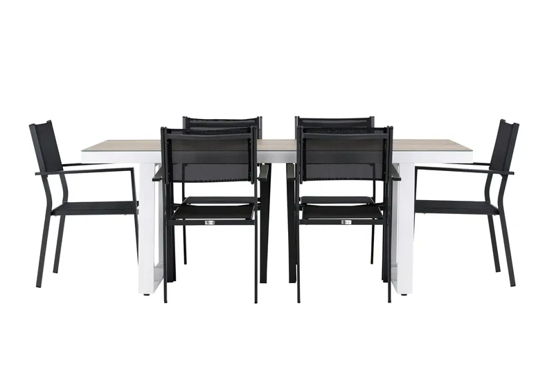 Merlo Spisegruppe cm Rektangulær med 6 Copacabana Stoler, Hvit