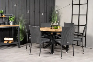 Mexico Spisegruppe Rund Ø140cm + 6 Anna Karmstoler - Natur - Hagemøbler - Hagegruppe - Spisegrupper hage