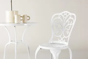 Nandin Spisegruppe + 2 stoler - Hvit - Hagemøbler - Hagegruppe - Cafesett