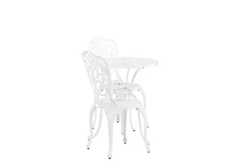 Nandin Spisegruppe + 2 stoler - Hvit - Hagemøbler - Hagegruppe - Cafesett