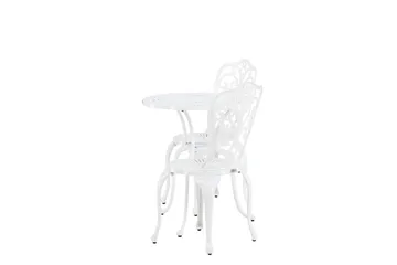 Nandin Spisegruppe + 2 stoler - Hvit - Hagemøbler - Hagegruppe - Cafesett
