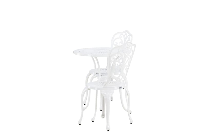 Nandin Spisegruppe + 2 stoler - Hvit - Hagemøbler - Hagegruppe - Cafesett